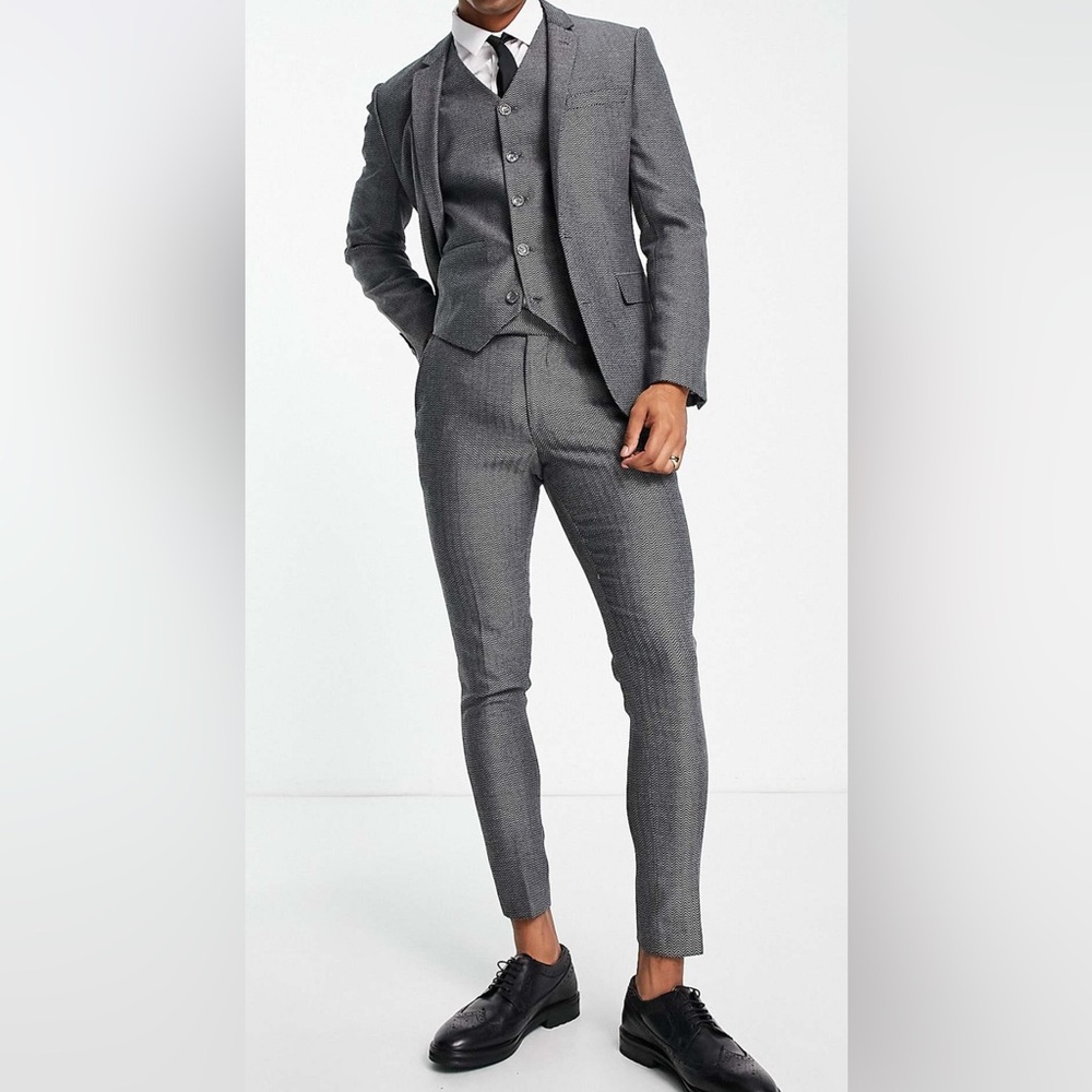 ASOS Super Skinny Wool Mix Suit Pants (28W/30L) with matching Jacket (36R) Grey